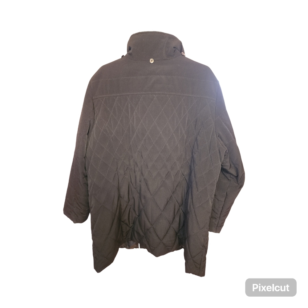 Croft & Bartow Women's Black Quilted Coat 2X With Faux Fur Collar/Hood - Picture 4 of 5